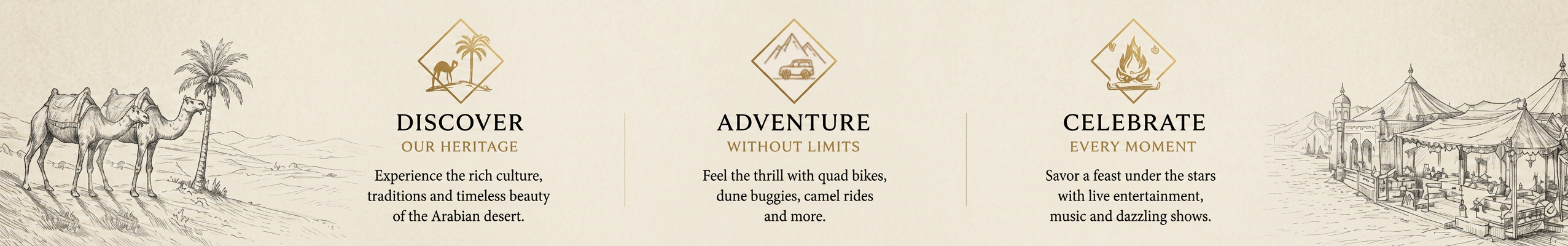 Discover our heritage · Adventure without limits · Celebrate every moment